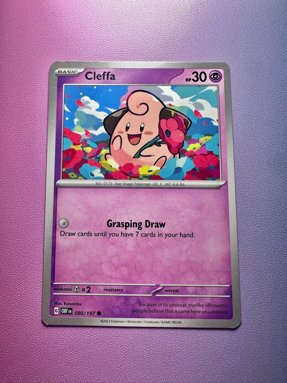 cleffa - 080/197 (common) — pokemon: obsidian flames